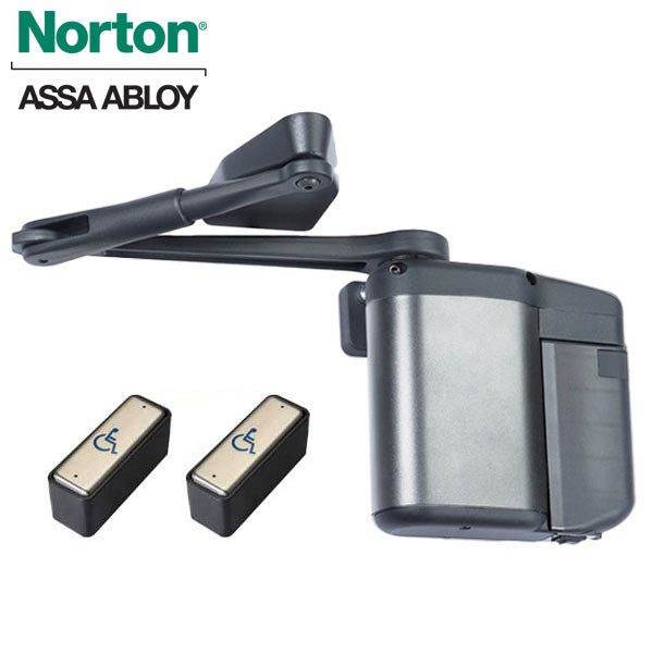 Norton - 5811 - Regenerative Door Operator ADAEZ PRO Kit - Pull Side - Push Buttons - Aluminum - Grade 1 (Narrow Style / Square Buttons) - UHS Hardware