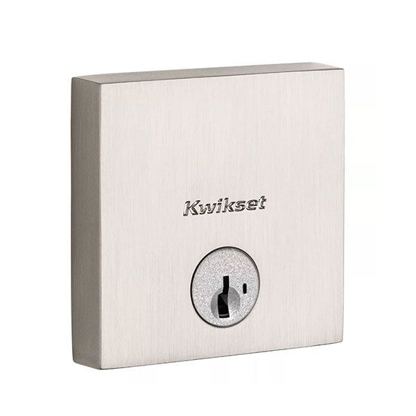 Kwikset - 258 - Downtown Deadbolt - Square Rose - 15 - Satin Nickel - Entrance - SmartKey Technology - Grade 1 - UHS Hardware