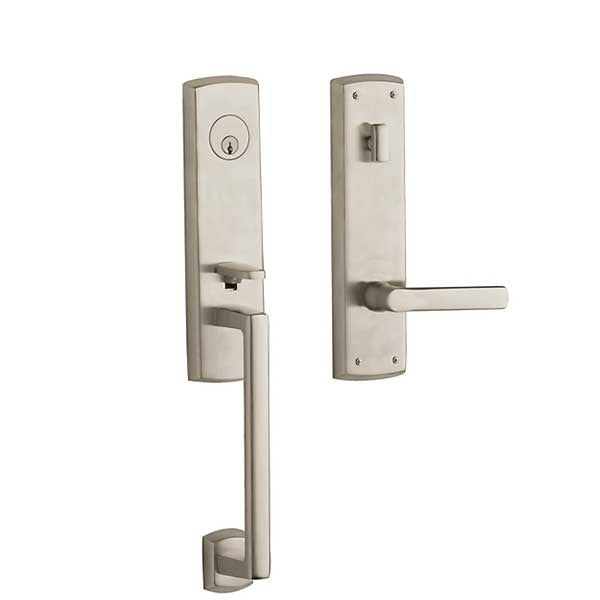 Baldwin Estate - 85387.RENT - Soho Lever Handleset - Singl Cyl - Interior Lever - 056 - Lifetime Satin Nickel - Entrance - Grade 2 - RH - UHS Hardware