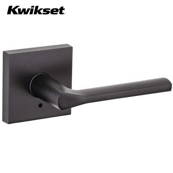 Kwikset - 155LSL - Lisbon Privacy Lever - Square Rose - 514 - Matte Black - Grade 2 - UHS Hardware