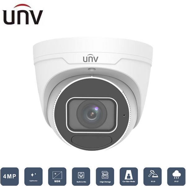 Uniview / IP / 4MP / Eyeball Camera / Motorized Varifocal / 2.7 ~ 13.5mm Lens / Outdoor / WDR / IP67 / IK10 / 40m Smart IR / LightHunter / Built-in Microphone / 3 Year Warranty / UNV-﻿3634SB-ADZK-I0 - UHS Hardware