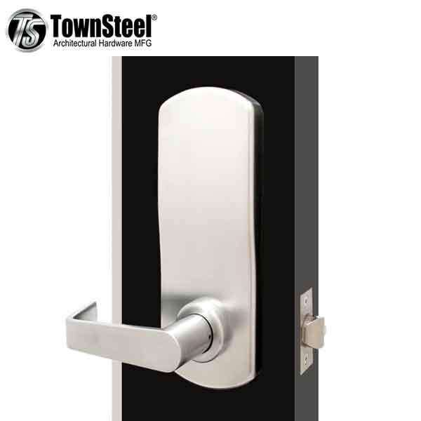 TownSteel - XCE2020S - Electronic Push Button Lever Lock - Clutch Lever - Satin Chrome - Grade 1 - UHS Hardware