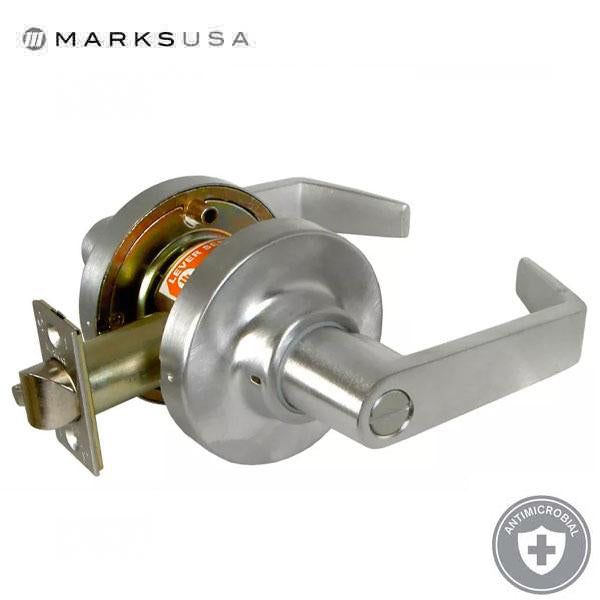 Marks USA -195L - Privacy Lever - Anti Microbial Finish - 2 3/4" Backset - 26D - Satin Chrome - Privacy - 2" Doors - Grade 1 - UHS Hardware