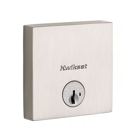 Kwikset - 258 - Downtown Deadbolt - Square Rose - 15 - Satin Nickel - Entrance - SC1 Schlage - SmartKey Technology - Grade 1 - UHS Hardware