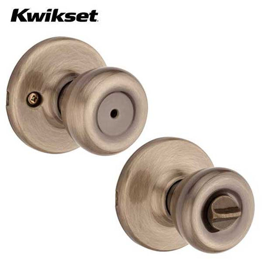 Kwikset - 300T - Tylo Knob - Round Rose - Privacy - 5 - Antique Brass - Grade 3 - UHS Hardware