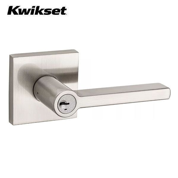 Kwikset - 156 - Halifax Lever - Square Rose - 15 - Satin Nickel - Entrance - SmartKey Technology - Grade 2 - UHS Hardware