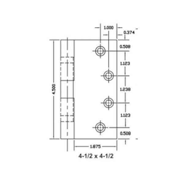 TownSteel - TH 179 - Door Hinge - 4.5" x 4.5"  - Standard Weight  - 26D - Satin Chrome - UHS Hardware