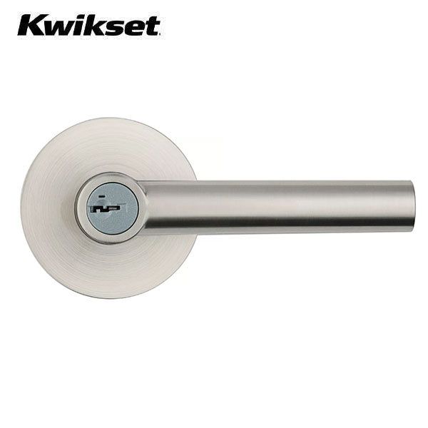 Kwikset - 156 - Milan Lever - Round Rose - 15 - Satin Nickel - Entrance - SmartKey Technology - Grade 2 - UHS Hardware