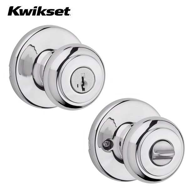 Kwikset - 400CV - Cove Knob  - Round Rose - Entrance - 26 - Polished Chrome - SmartKey Technology - Grade 3 - UHS Hardware