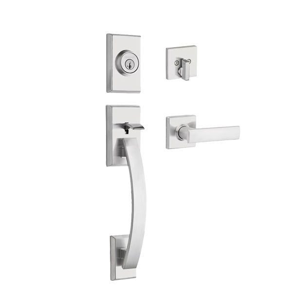 Kwikset - 800TVHXVDL - Tavaris Handleset w/ Vedani Lever - Rectangle Rose - Entrance - KW1 - SmartKey Technology - Grade 1 - UHS Hardware