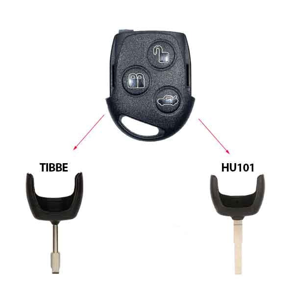 2010-2017 Ford Transit Connect Fiesta / 3-Button Remote Head Kit  / PN: 164-R8042 / KR55WK47899 / 80 bit / TIBBE and HU101 Key Blades (OEM) - UHS Hardware