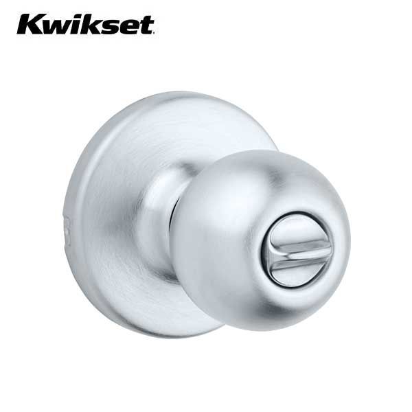 Kwikset - 300P - Polo Knob - Round Rose - Privacy - 26D - Satin Chrome - Grade 3 - UHS Hardware