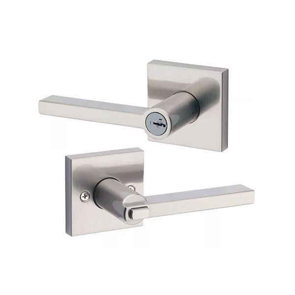 Kwikset - 156 - Halifax Lever - Square Rose - 15 - Satin Nickel - Entrance - SmartKey Technology - Grade 2 - UHS Hardware