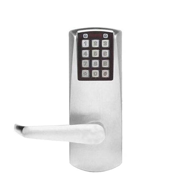 E-Plex - E2031 - Electronic Pushbutton Cylindrical Lever Lock - Long Lever - 2¾" Backset - Satin Chrome - Grade 1 - UHS Hardware