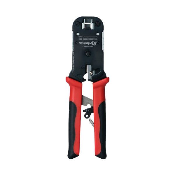 Simply45 - S45-C100 - RJ45 Pass-Through Crimp Tool - Built-in Stripper / Cutter - for UTP & Internal Ground Shielded Pass-Through RJ45 Modular Plugs - UHS Hardware