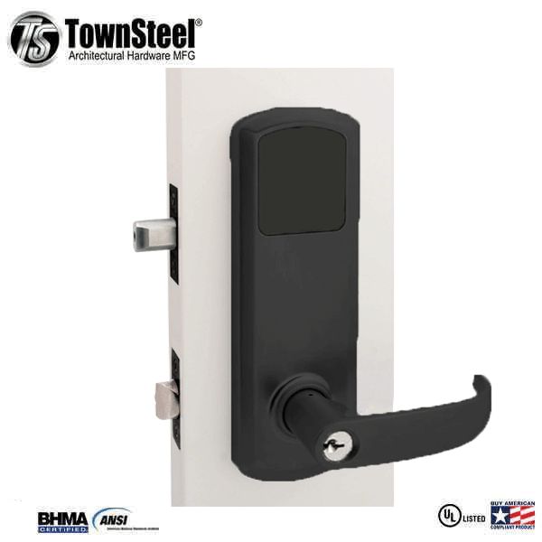 TownSteel - E-Genius 5000 - Interconnected Electronic Touch Keypad Lock - Entry - Bluetooth & RFID - 4" - On Center - Right Handed - Flat Black - Grade 1 - UHS Hardware