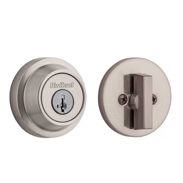 Kwikset - 660 - Contemporary Residential Deadbolt - Round Rose - Single Cylinder - Satin Nickel - SmartKey Technology - Grade 3 - UHS Hardware