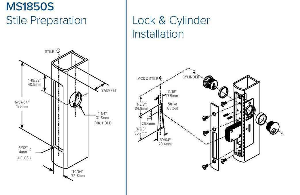 Adams Rite - MS Deadlock - MS1850S - 1-1/8"  Backset - ANSI Size - Straight Bolt - Flat Faceplate - Aluminum - Metal Door - UHS Hardware