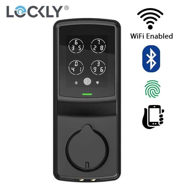 Lockly - PGD728WP - Secure PRO Biometric Electronic Deadbolt - Fingerprint Reader - Bluetooth - WiFi Hub - Fire Rated - Matte Black - UHS Hardware