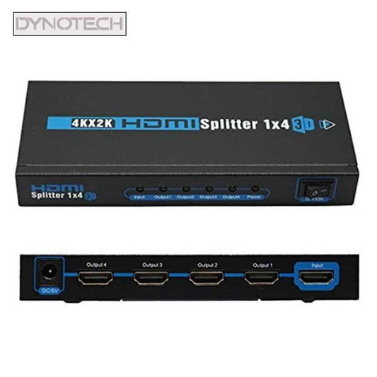DynoTech - 400037 - 2K / 4K HDMI Splitter - 1 Female Input to 4 Female Output - UHS Hardware