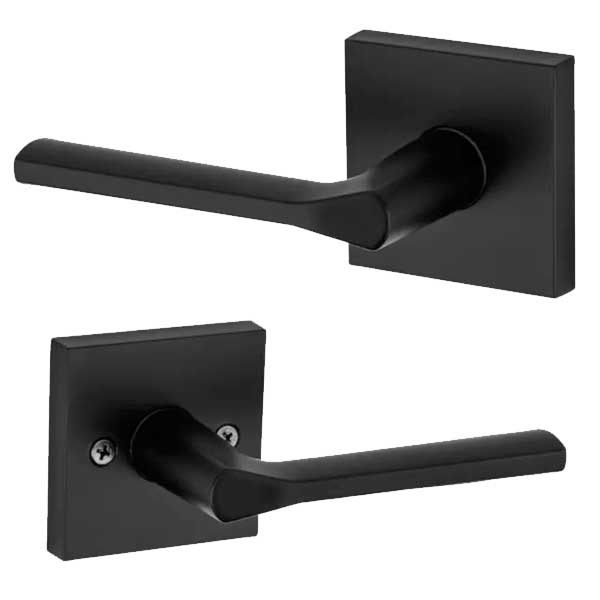 Kwikset - 154LSL - Lisbon Passage Lever - Square Rose - 514 - Matte Black - Grade 2 - UHS Hardware