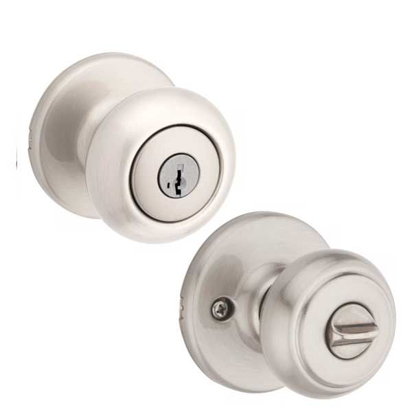 Kwikset - 400CV - Cove Knob  - Round Rose - Entrance - 15 - Satin Nickel - SmartKey Technology - Grade 3 - UHS Hardware