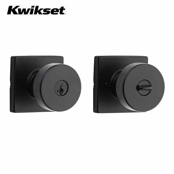 Kwikset - 740 - Pismo Knob - Square Rose - 514 - Matte Black - Entrance - SC1 Schlage - SmartKey Technology - Grade AAA - UHS Hardware