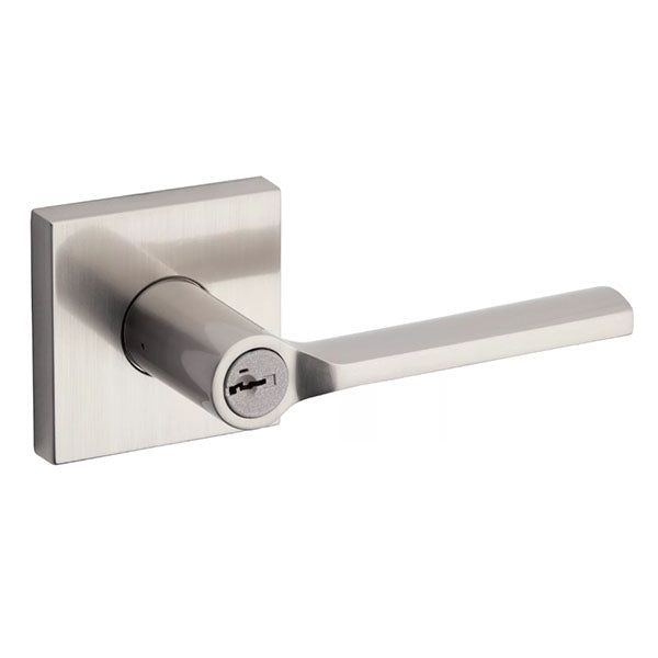 Kwikset - 156 - Lisbon Lever - Square Rose - 15 - Satin Nickel - Entrance - SmartKey Technology - Grade 2 - UHS Hardware