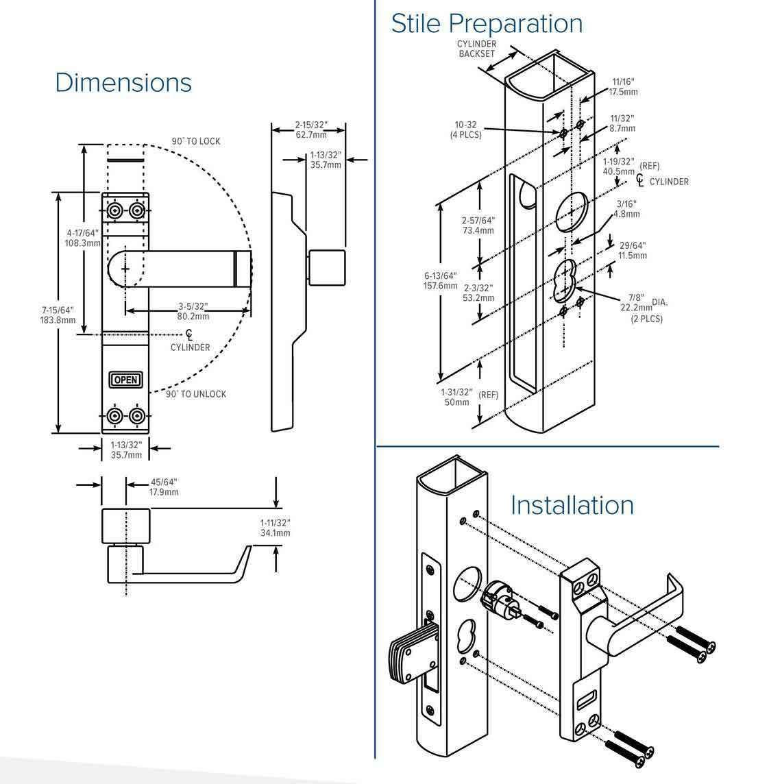 Adams Rite - 4550 MS - Narrow Stile - Deadlock Indicator Lever - LH or LHL - 1-3/4" to 2" Door - Aluminum Anodized - UHS Hardware