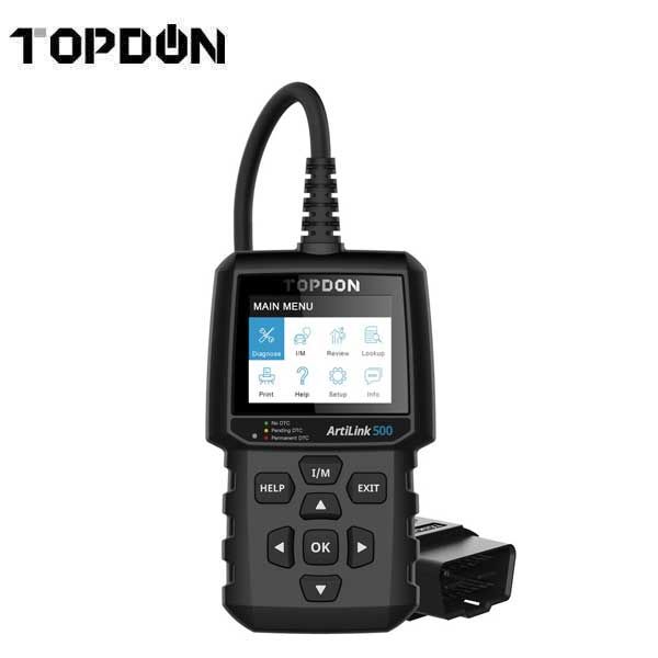 TOPDON - Artilink 500 - OBDII Diagnostic Scan Tool - O2 Sensor - 18V - 2.8" LCD - DTC Library Lookup - Live Data Monitoring - UHS Hardware