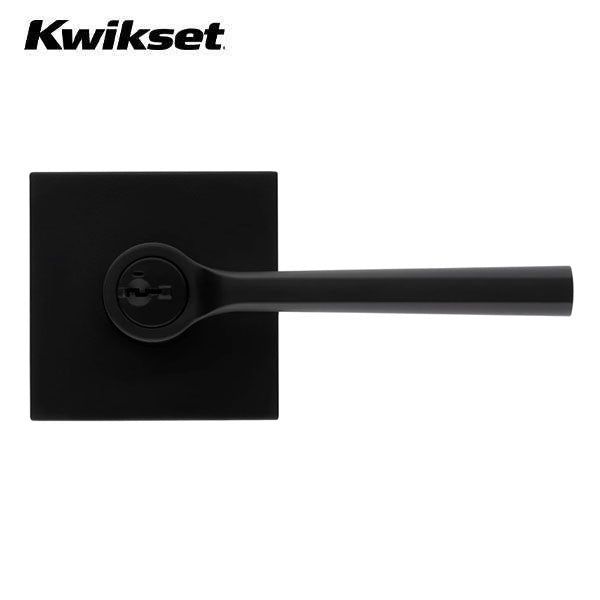 Kwikset - 156 - Lisbon Lever - Square Rose - 514 - Matte Black - Entrance - SmartKey Technology - Grade 2 - UHS Hardware