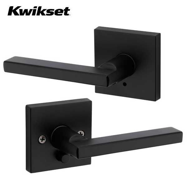 Kwikset - 155HFL - Halifax Privacy Lever - Square Rose - 514 - Matte Black -  Grade 2 - UHS Hardware