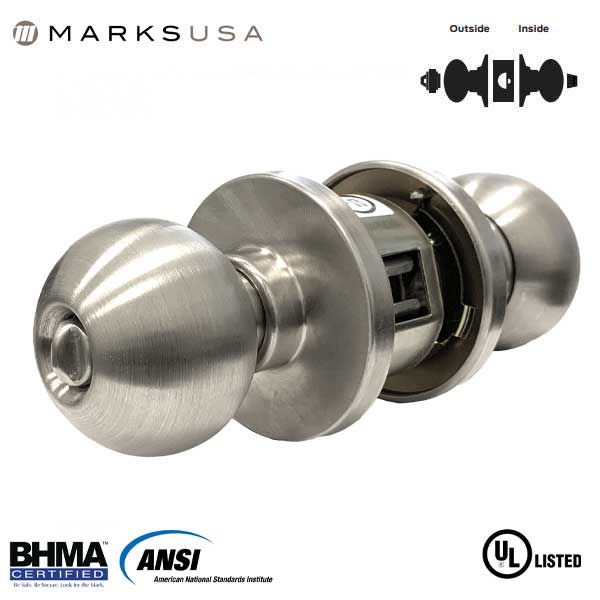 Marks USA - 210AB - 10 LINE Commercial Knobset - 2 3/4" Backset - 32D - Satin Stainless Steel - Entrance - Grade 2 - UHS Hardware