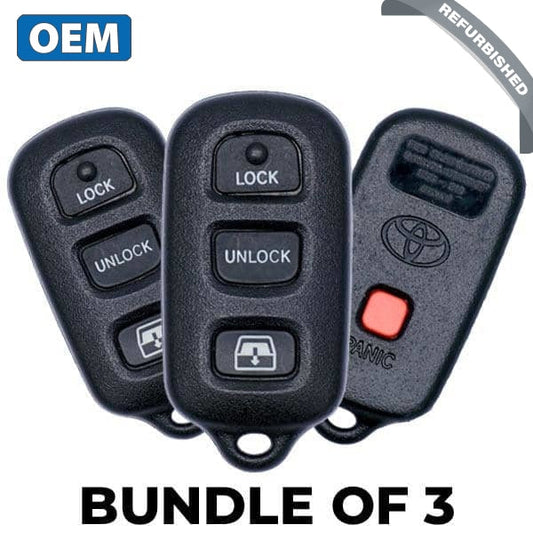 3 x 2001-2004 Toyota Sequoia / 4-Button Keyless Entry Remote / w/Rear Glass / PN: 89742-0C010 / HYQ12BAN (BUNDLE OF 3) - UHS Hardware