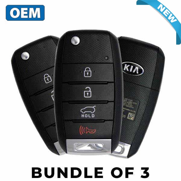 3 x 2014-2019 Kia Soul / 4-Button Flip Key / PN: 95430-B2100 / OSLOKA-875T (BUNDLE OF 3) - UHS Hardware