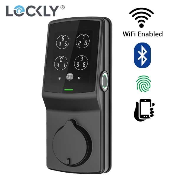 Lockly - PGD728WP - Secure PRO Biometric Electronic Deadbolt - Fingerprint Reader - Bluetooth - WiFi Hub - Fire Rated - Matte Black - UHS Hardware