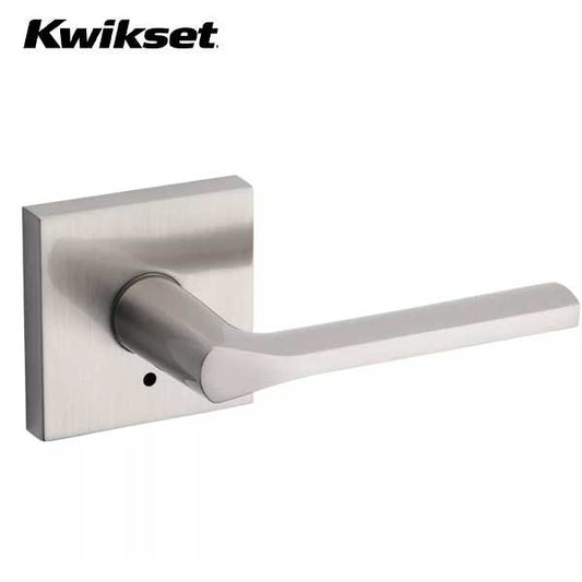 Kwikset - 155LSL - Lisbon Privacy Lever - Square Rose - 15 - Satin Nickel - Grade 2 - UHS Hardware