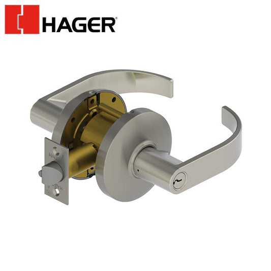 Hager - 3450 - Lever - Office - 2-3/4" - Satin Chrome - Optional Lever - Optional Keyway