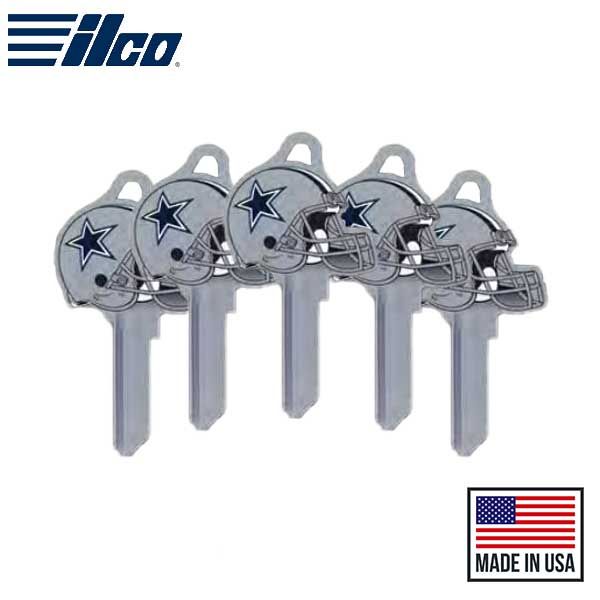 ILCO - NFL TeamKeys - Helmet Edition - Key Blank - Dallas Cowboys - KW1 (5 Pack) - UHS Hardware