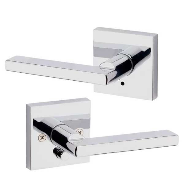 Kwikset - 155HFL - Halifax Privacy Lever - Square Rose - 26 - Polished Chrome -  Grade 2 - UHS Hardware