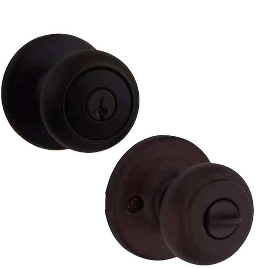 Kwikset - 400CV - Cove Knob  - Round Rose - 514 - Satin Black - SmartKey Technology - Entrance - Grade 3 - UHS Hardware