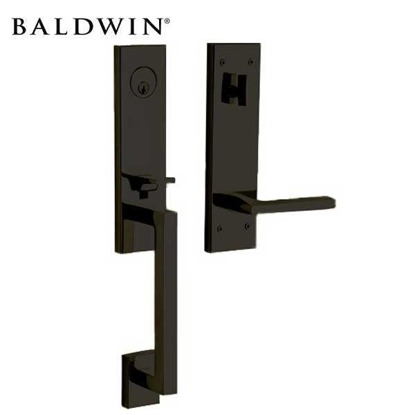 Baldwin Estate - 85391.LENT - Minneapolis 3/4 Escutcheon Handleset - Singl Cyl - 190 - Satin Black - Grade 2 - LH - UHS Hardware