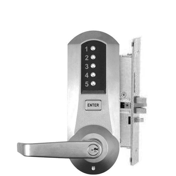 E-Plex - E5066XSWL - Mechanical Pushbutton Mortise Lever Lock - Schlage 'C' - 2 3⁄4" Backset - Satin Chrome - Grade 1 - UHS Hardware