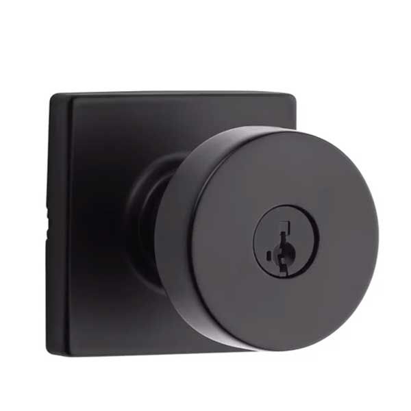 Kwikset - 740PSK - Pismo Knob  - Square Rose - Entrance - 514 - Matte Black - SmartKey Technology - Grade 3 - UHS Hardware