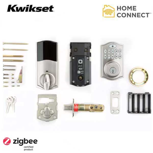Kwikset - SmartCode 914 - Electronic Traditional Deadbolt w/ Home Connect / Zigbee / SmartKey Technology- 15 - Satin Nickel - UHS Hardware