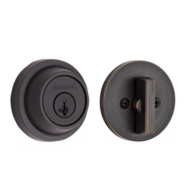 Kwikset - 660 - Contemporary Residential Deadbolt - Round Rose - Single Cylinder - Venetian Bronze - SmartKey Technology - Grade 3 - UHS Hardware