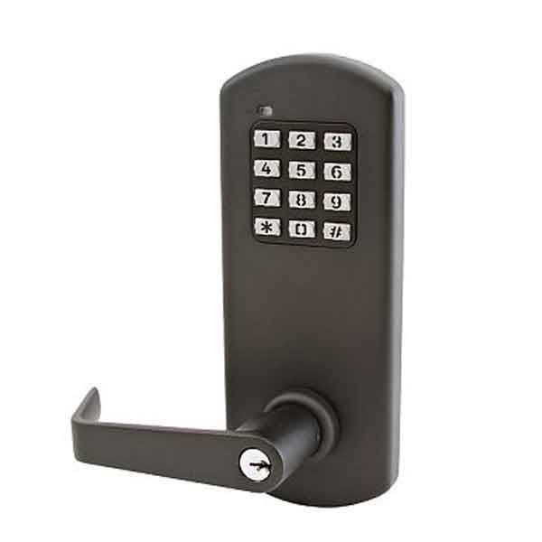 TownSteel - XCE2010S - Electronic Push Button Lever Lock - Rigid Lever - Dark Oxidized Bronze  - Grade 1 - UHS Hardware