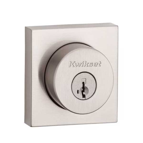 Kwikset - 158 - Halifax Single Cylinder Deadbolt - Square Rose - 15 - Satin Nickel - SmartKey Technology - Grade 2 - UHS Hardware