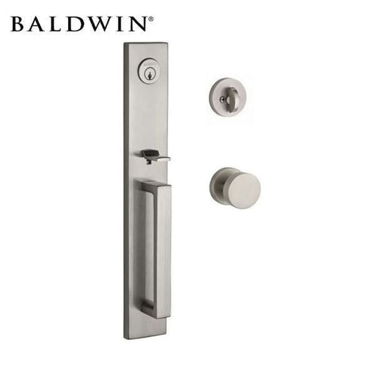 Baldwin Reserve- Santa Cruz Contemporary Round Rose Handle set - Singl Cyl - 150 - Satin Nickel - Grade 2 - UHS Hardware