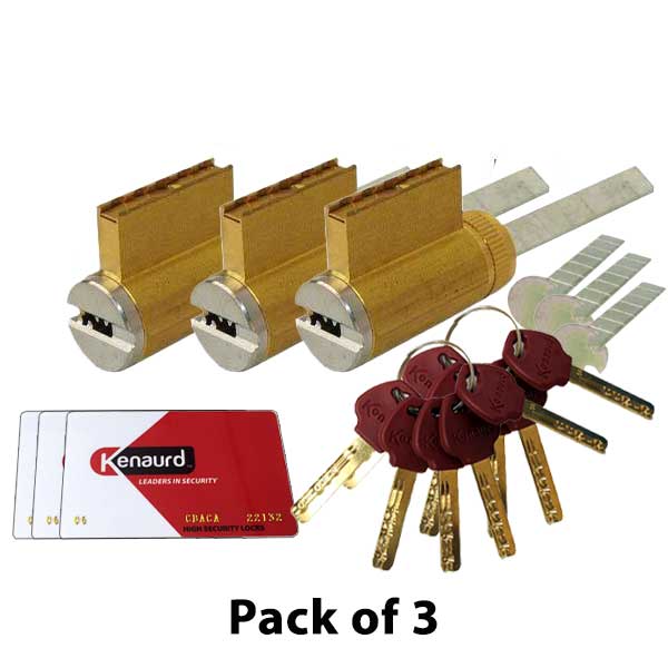 3 x High Security - (Key-In-Knob) KIK Cylinders - 06 Keyway - 26D - Satin Chrome (Bundle Of 3) - UHS Hardware